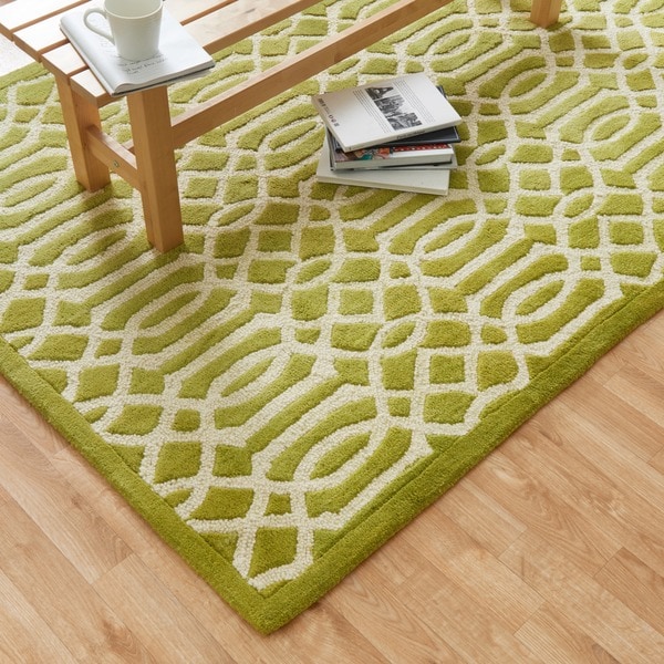 Shop Handtufted Logan Apple Green Wool Rug 5' x 7'6 Free Shipping