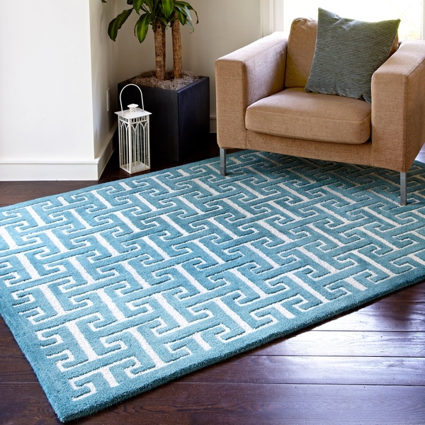 Hand tufted Logan Teal Wool Rug (93 x 13)   Shopping   Top