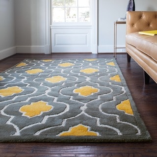 Hand-tufted Logan Grey/ Gold Wool Rug