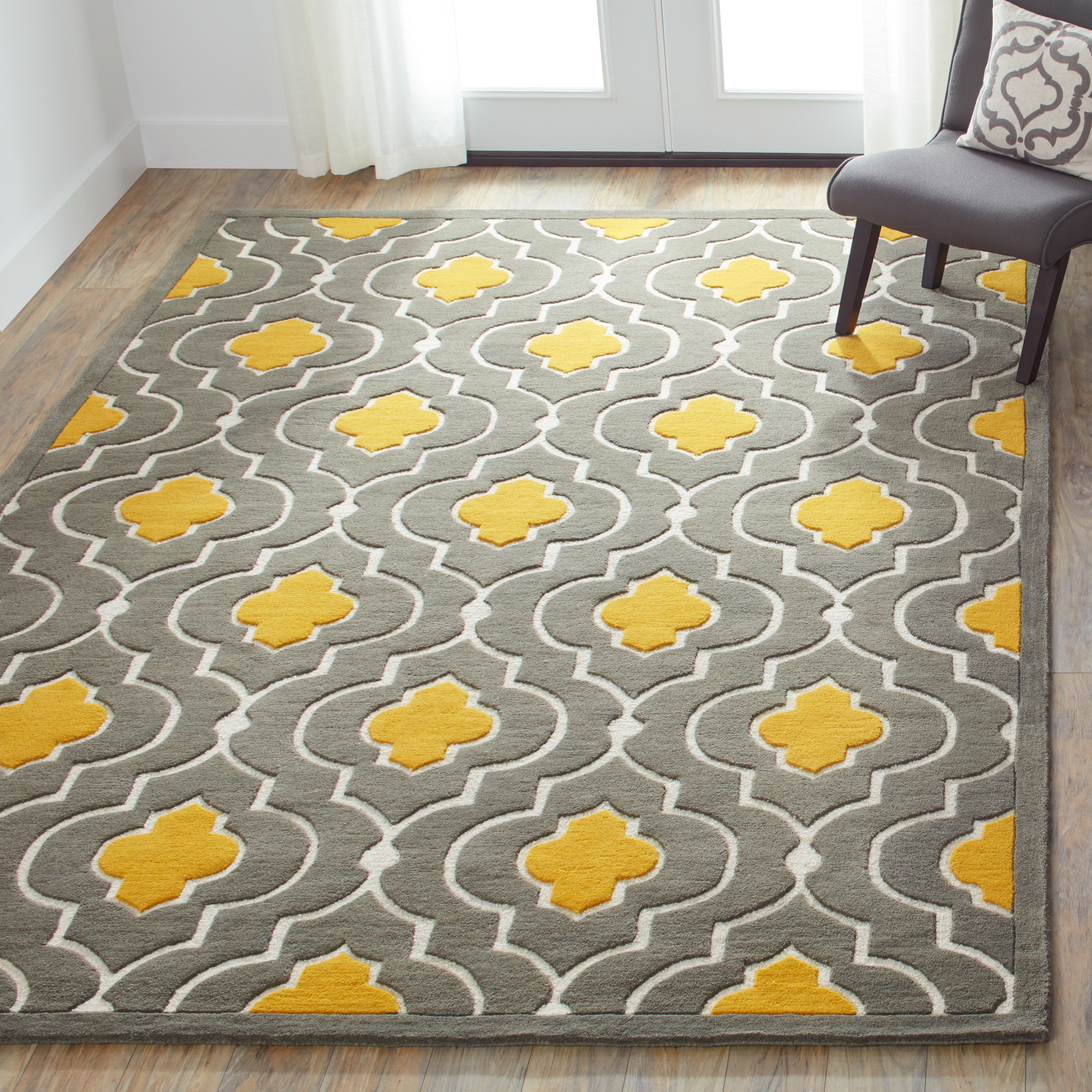 Hand tufted Logan Grey/ Gold Wool Rug (710 X 110)