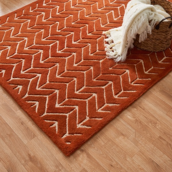 Hand-tufted Logan Tangerine Wool Rug - 7'10 x 11'