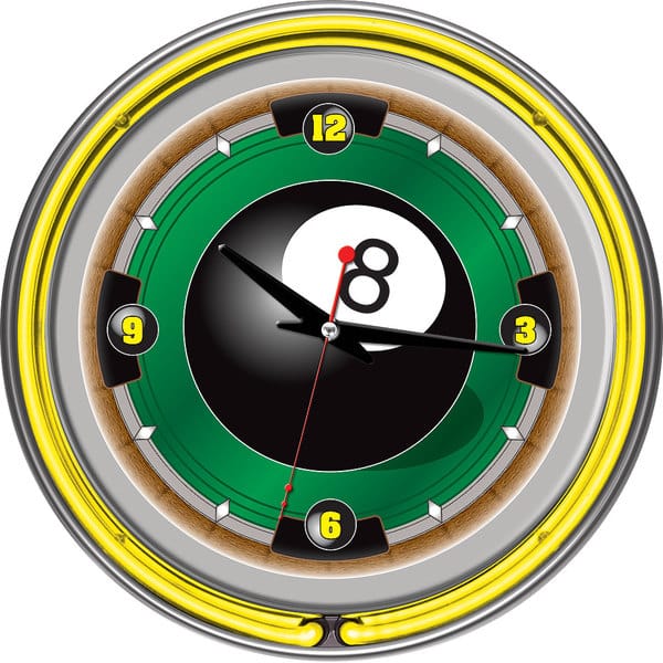 slide 2 of 2, Rack'em 8 Ball 14-inch Neon Wall Clock