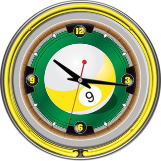 Rack'em 9 Ball 14-inch Neon Wall Clock