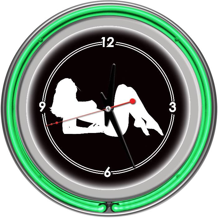 Shadow Babes A Series Two Green Neon Rings Clock