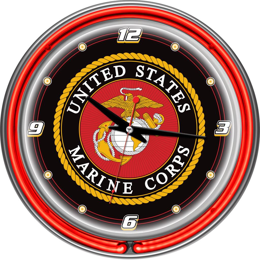 United States Marine Corps Chrome/ Neon Ring Clock