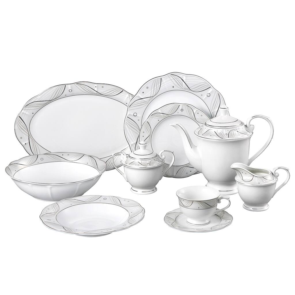 Lorren Home Trend Sophia Porcelain 47-piece Dinnerware Set