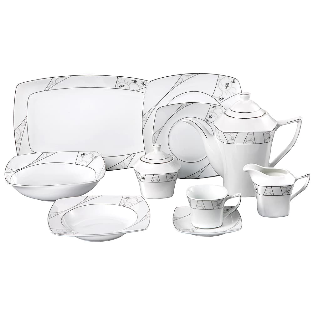 Lorren Home Trend Alexa Porcelain 47-piece Dinnerware Set