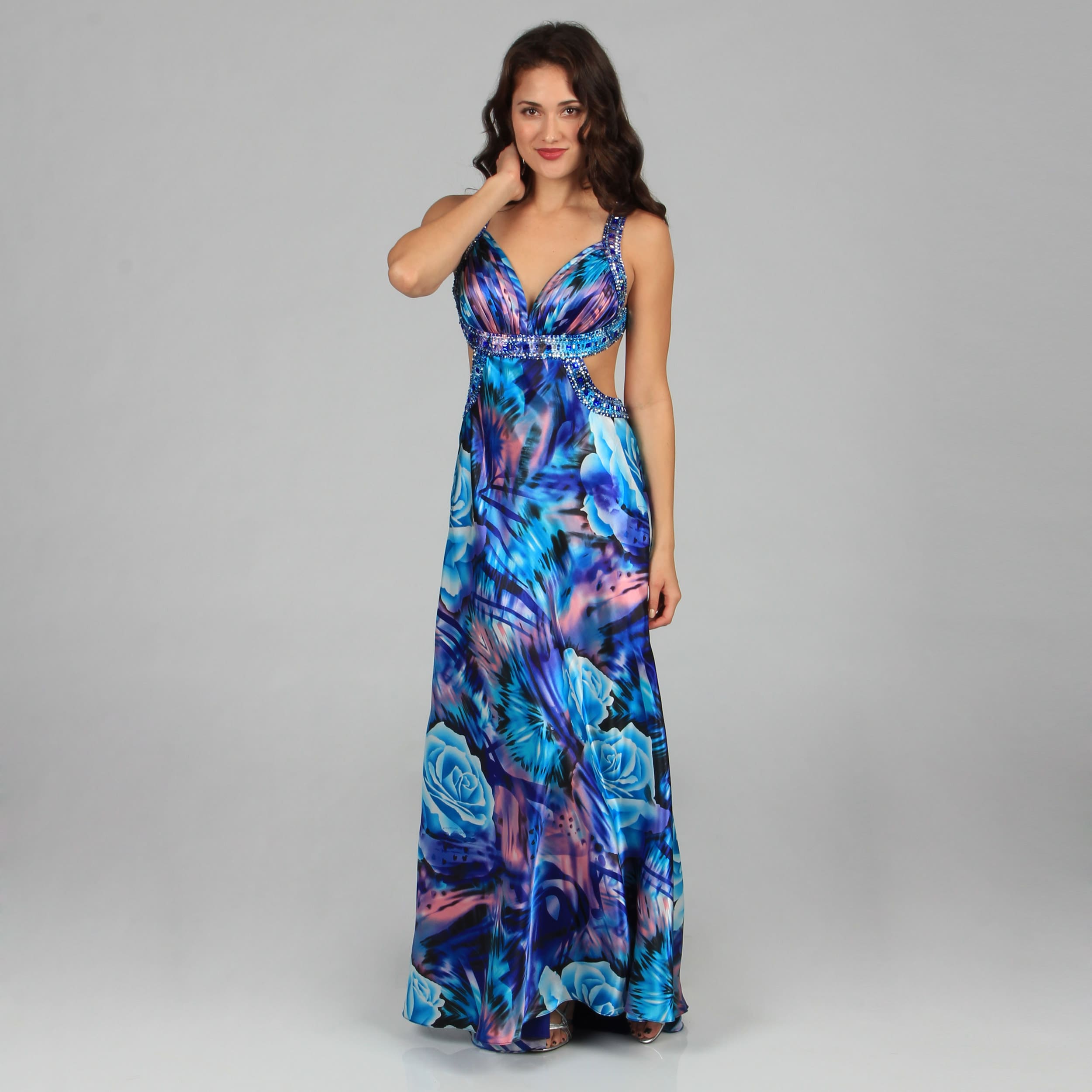 Turquoise Printed Side Cut out Long Dress Today $116.99