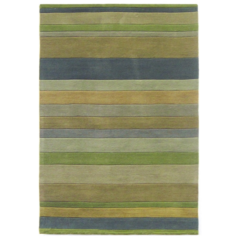 Blue And Natural Striped Indoor Rug (5 X 76)