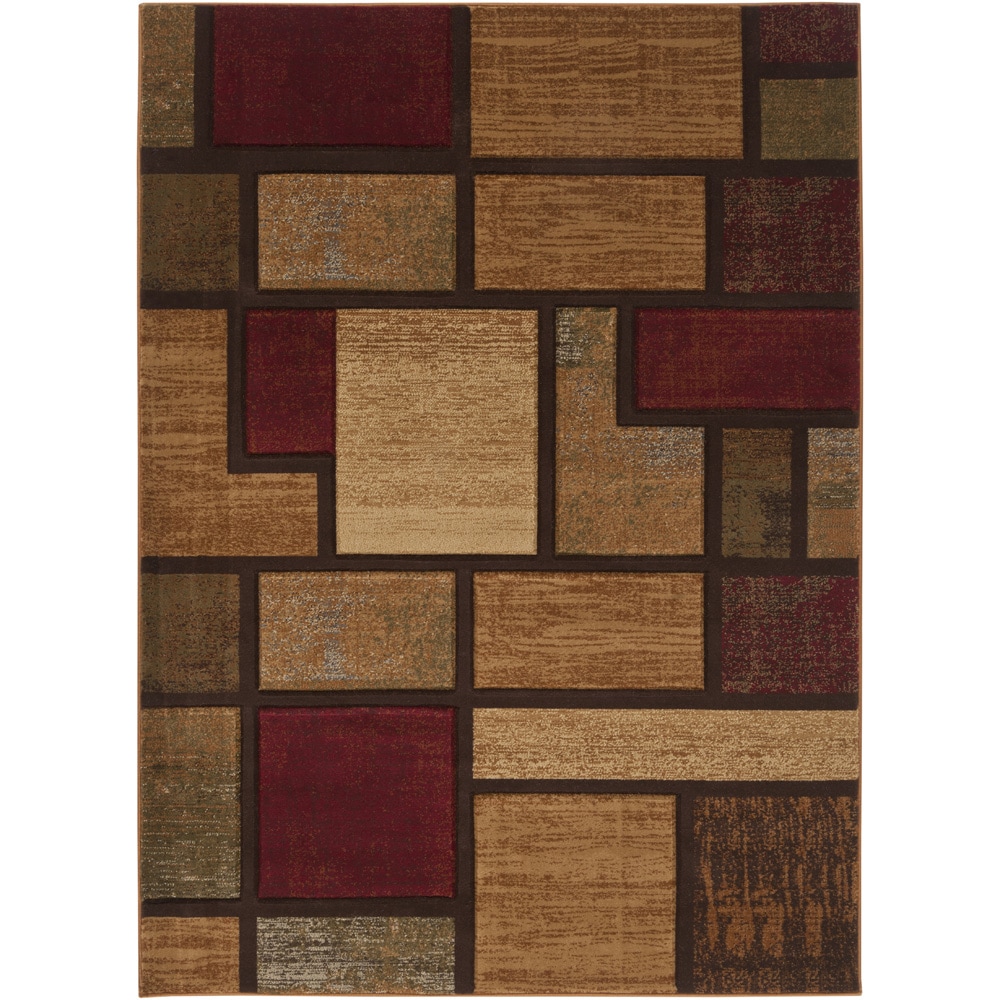 Multi Squares Brown Sugar Geometric Rug (53 X 73)