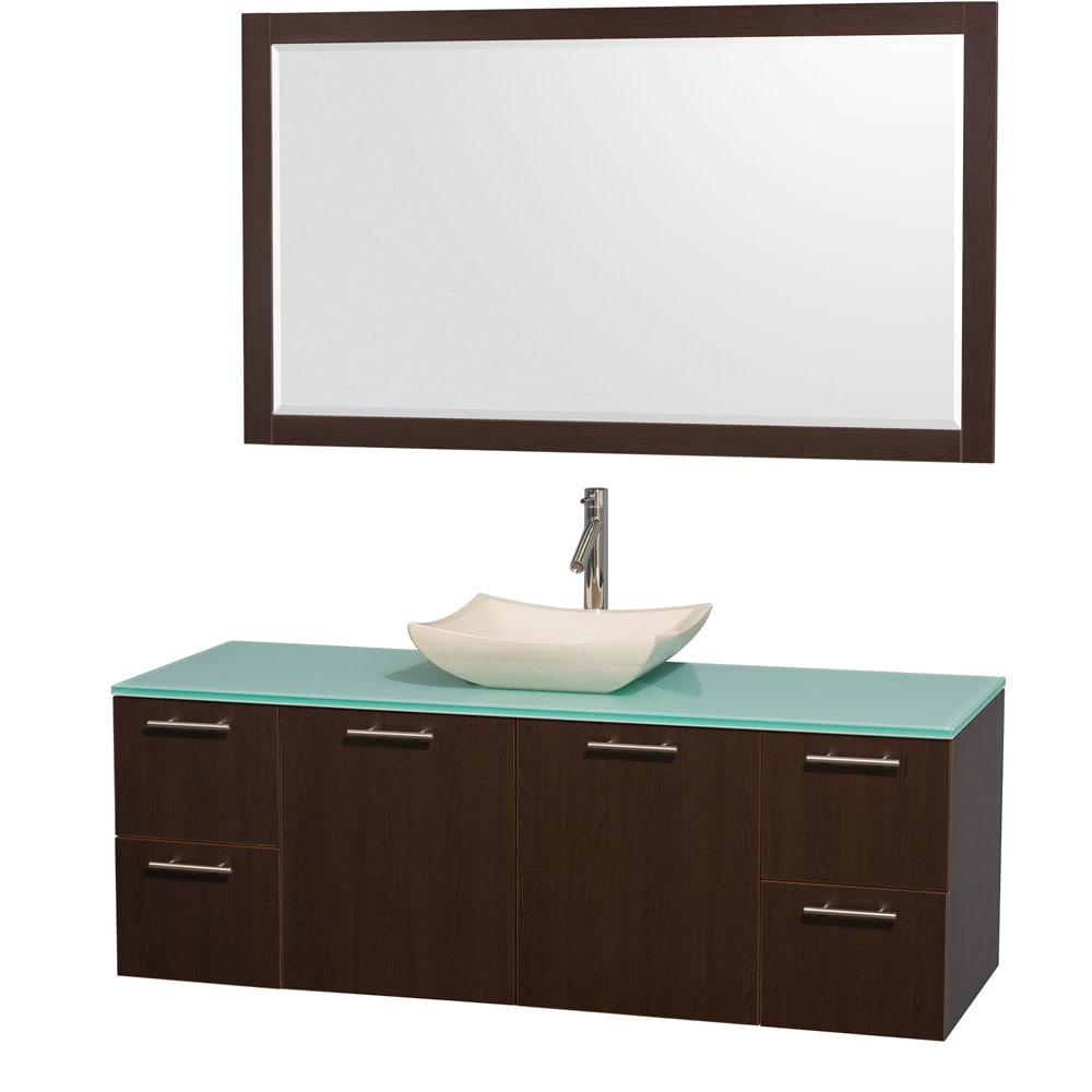 Wyndham Collection Amare 60 inch Espresso/ Green Top/ Ivory Sink Vanity Set