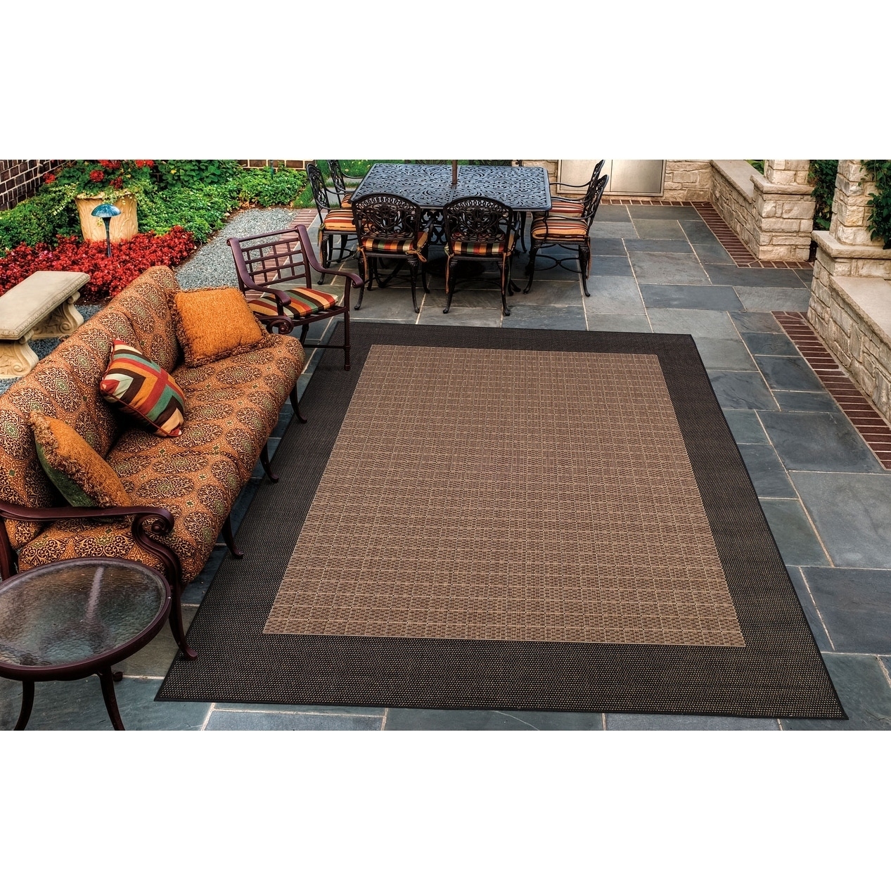 Recife Cocoa/ Black Checkered Rug (39 X 55) (CocoaSecondary colorsBlackTip We recommend the use of a non skid pad to keep the rug in place on smooth surfaces.All rug sizes are approximate. Due to the difference of monitor colors, some rug colors may var