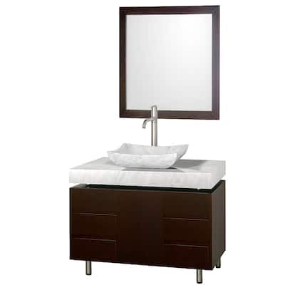 Wyndham Collection 'Malibu' 36-inch Espresso/ Carrrera Marble Vanity Set