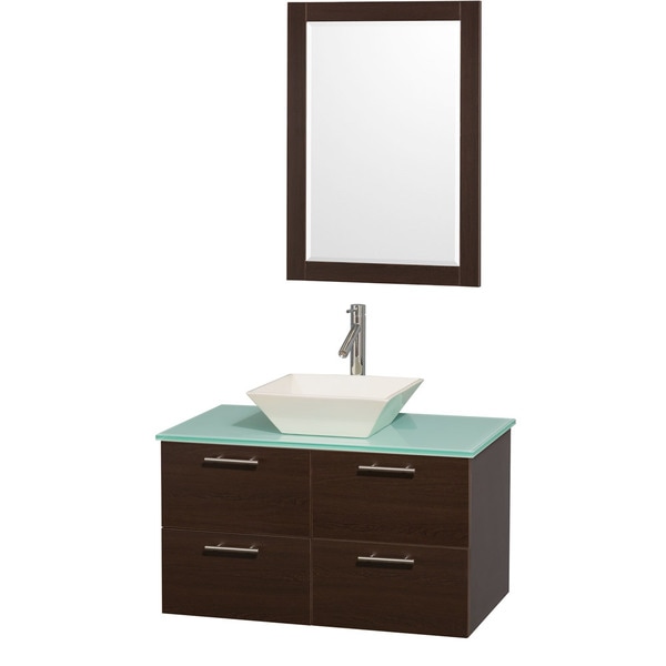 Wyndham Collection Amare 36 inch Espresso/ Green Top/ Bone Sink