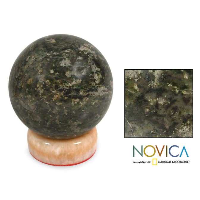 Nephrite 'Jade Mystique' Sphere , Handmade in Peru