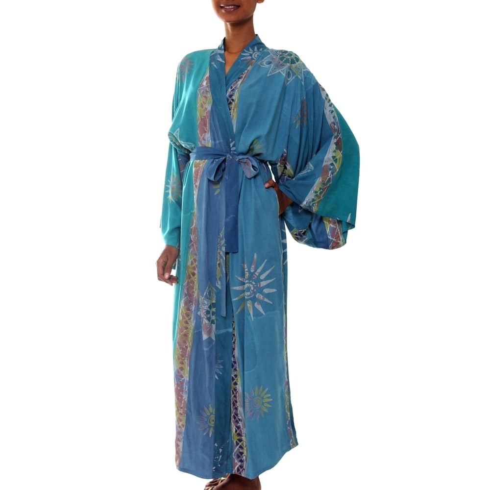 Handmade Green Baliku Artisan Designer Women's Clothing Fashion Batik Bath Robe (Indonesia)