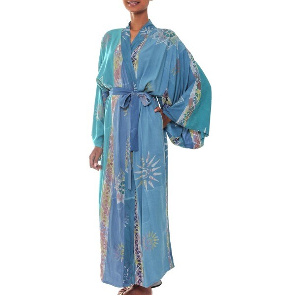 Green Baliku Handmade Artisan Designer Women's Clothing Fashion Batik Bath Robe (Indonesia)