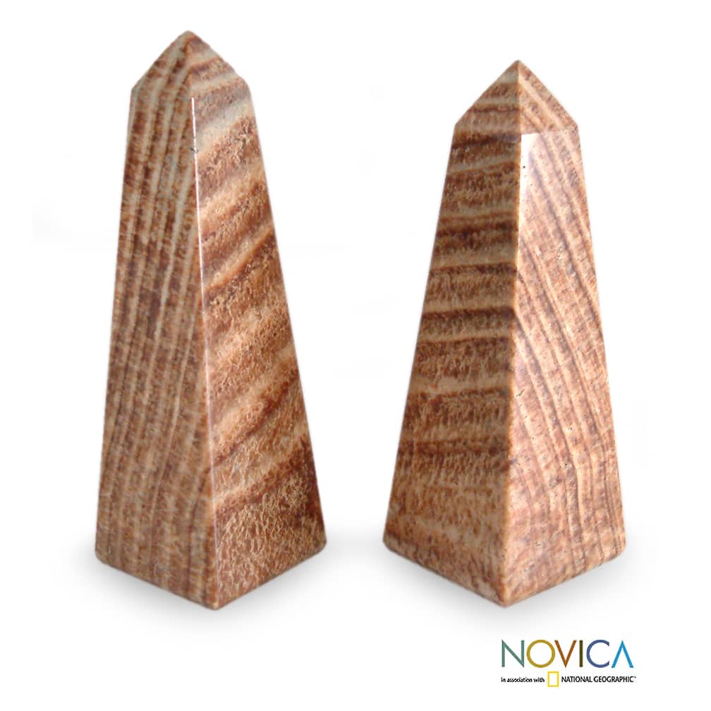 Set of 2 Aragonite 'Towers' Obelisks (Peru)