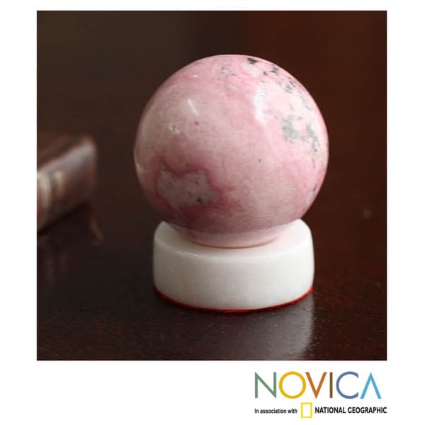 Rhodochrosite 'Venus' Sphere (Peru) Novica Statues & Sculptures