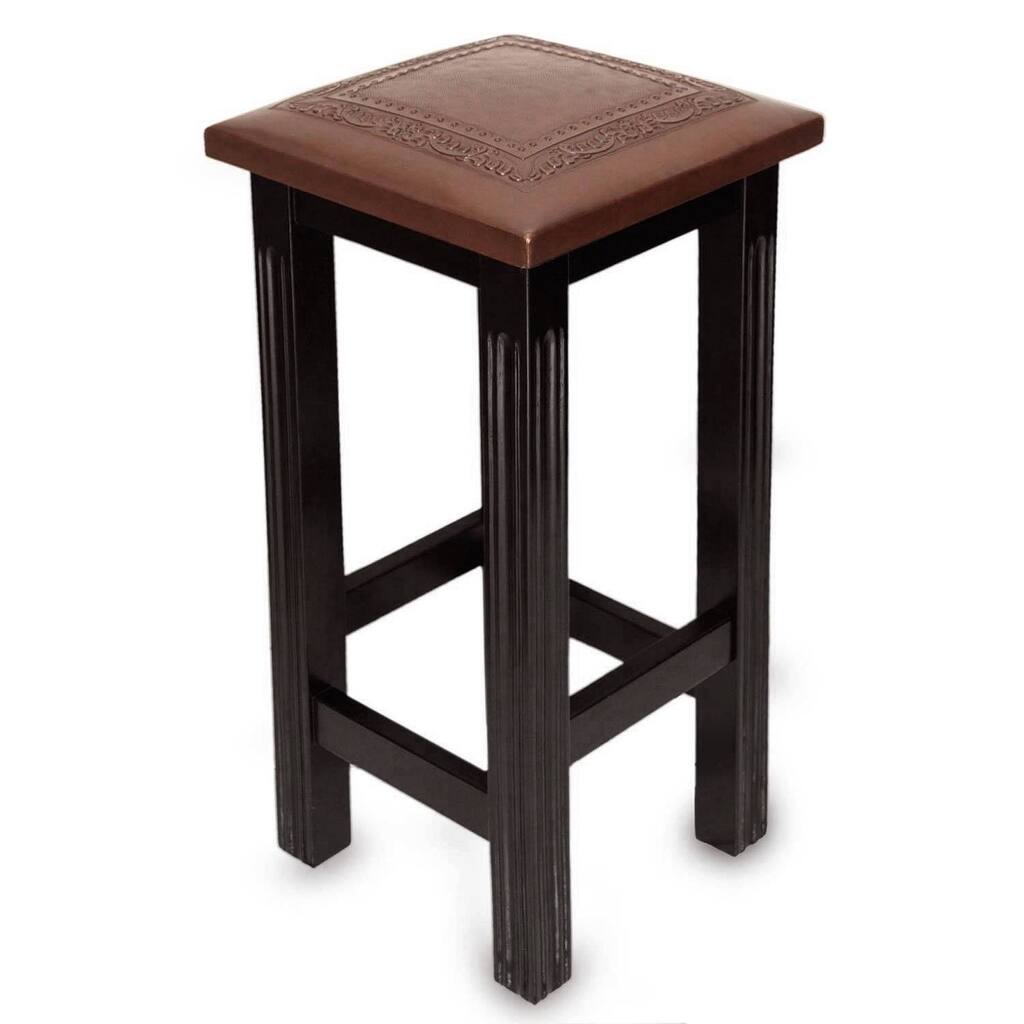 Handmade Mohena Wood and Leather 'Colonial Empress' Bar Stool (Peru)