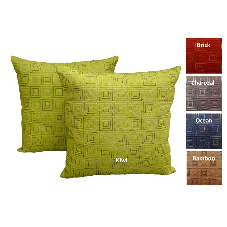 'City' Solid Geometric Embroidered 18x18-inch Throw Pillows (Set of 2)
