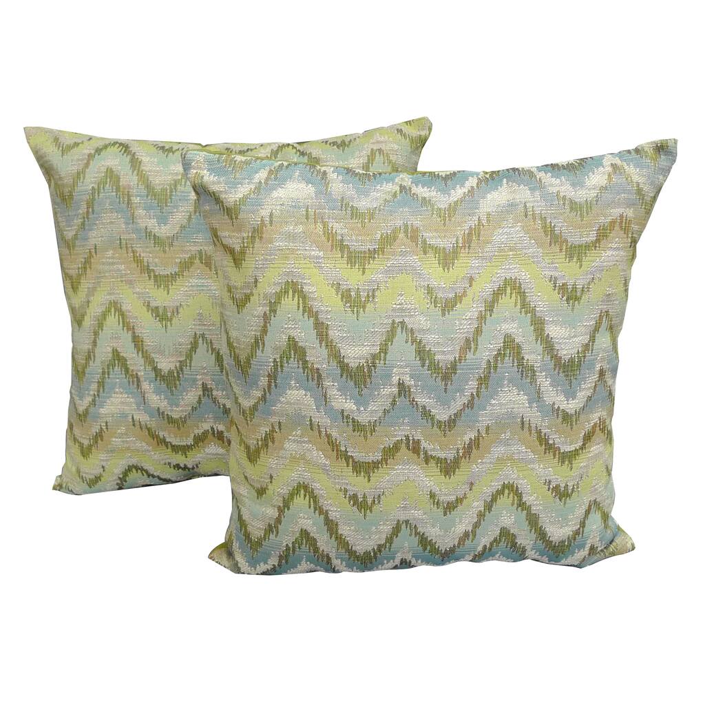 Sea Foam Woven Ikat Printed 18x18-inch Throw Pillows (Set of 2)