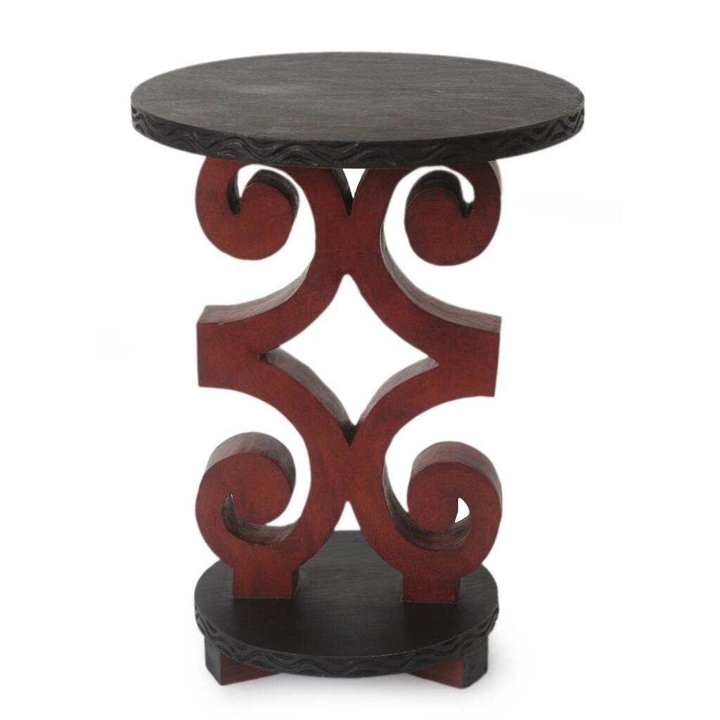 Handmade Sese Wood 'African Ram's Horn' End Table (Ghana)