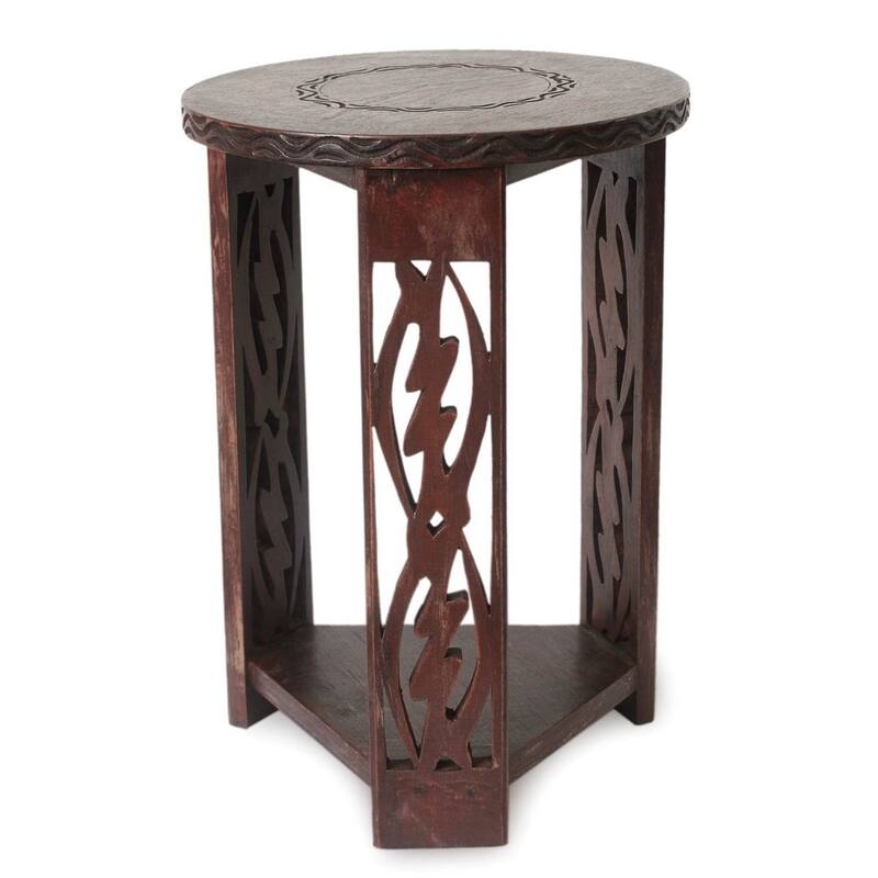 Handmade Sese Wood 'I Fear Only God' End Table (Ghana)