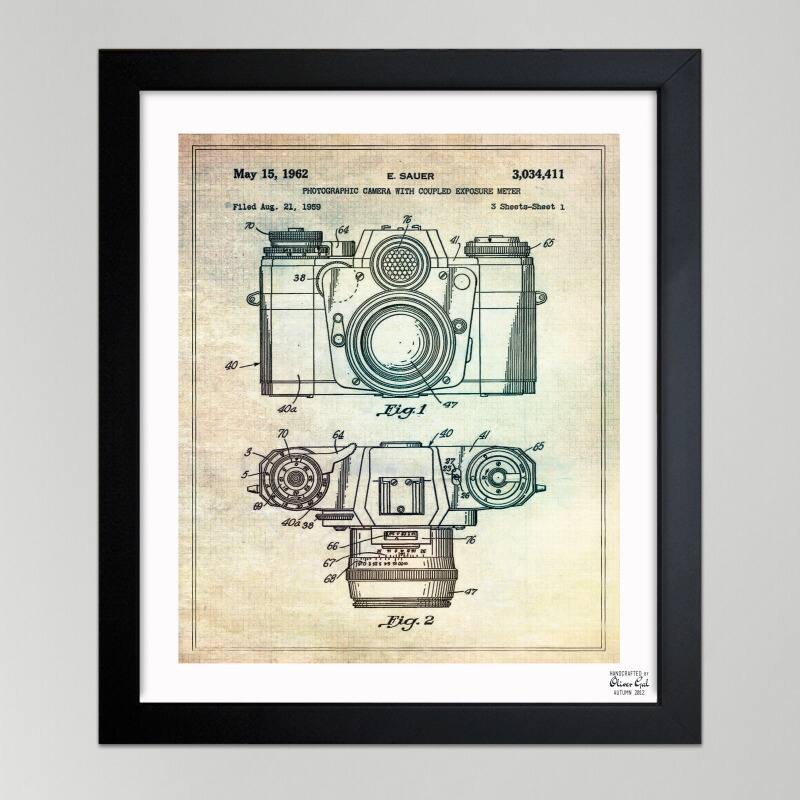 Oliver Gal 'Sauer Photographic Camera, 1962' Framed Print Art - Brown
