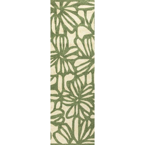 Hand hooked Flowers Spruce Green Indoor/Outdoor Rug (2'6 x 8') Runner Rugs