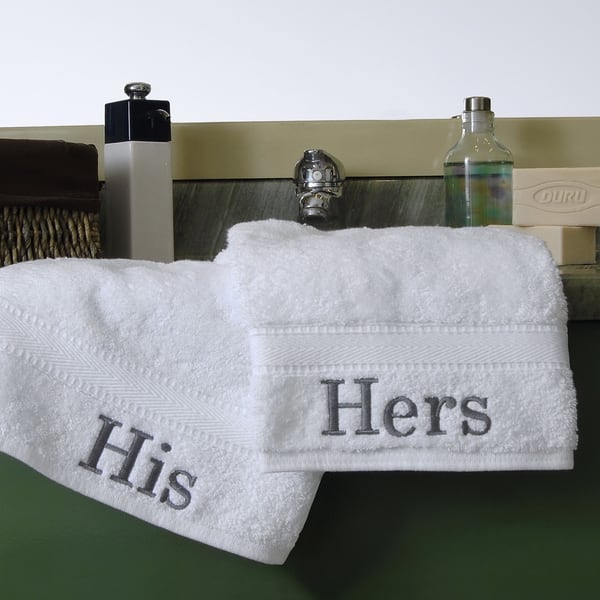 slide 2 of 6, Copper Grove HamlingAuthentic Hotel Personalized His and Hers Turkish Cotton Hand Towels (Set of 2)