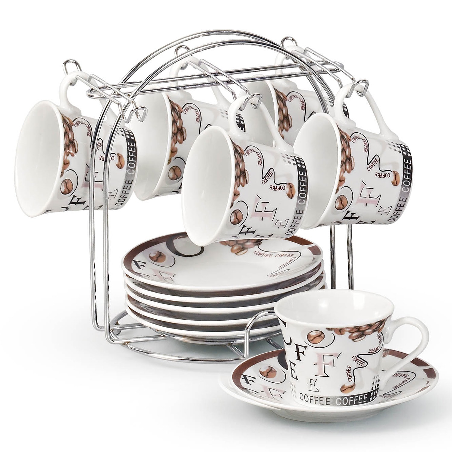 Coffee and Bean 12-piece Espresso Set with Stand