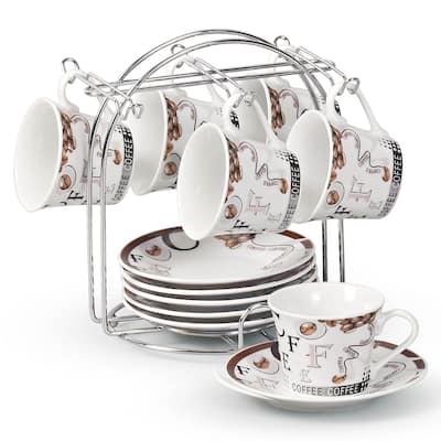 Coffee and Bean 12-piece Espresso Set with Stand