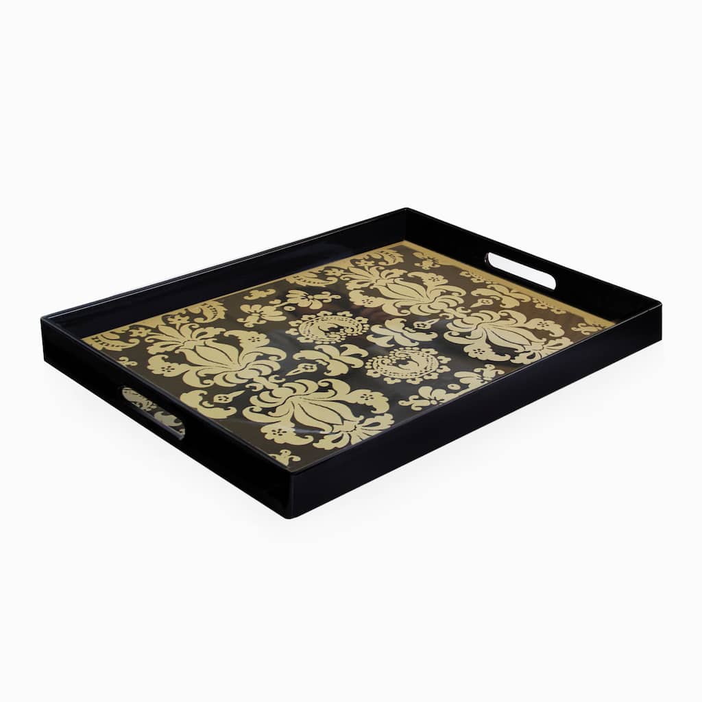 Accents by Jay Black/ Gold Serving Tray