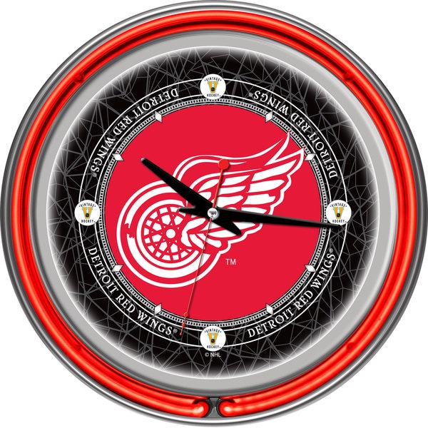 NHL Vintage Detroit Redwings Neon Clock