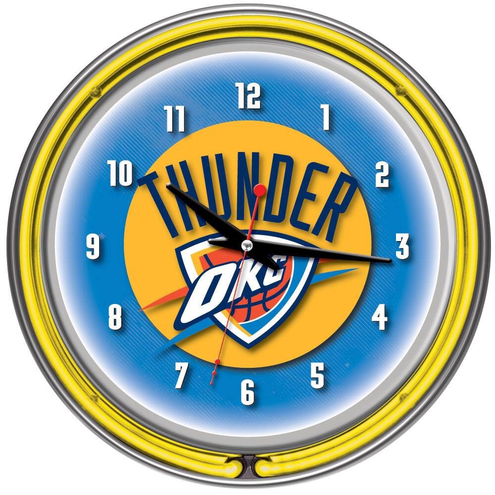 Oklahoma City Thunder NBA Chrome Double Neon Clock