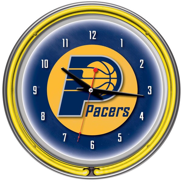 Indiana Pacers NBA Chrome Double Neon Ring Clock