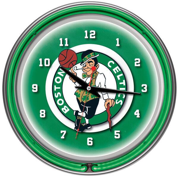Boston Celtics NBA Chrome Double Neon Ring Clock