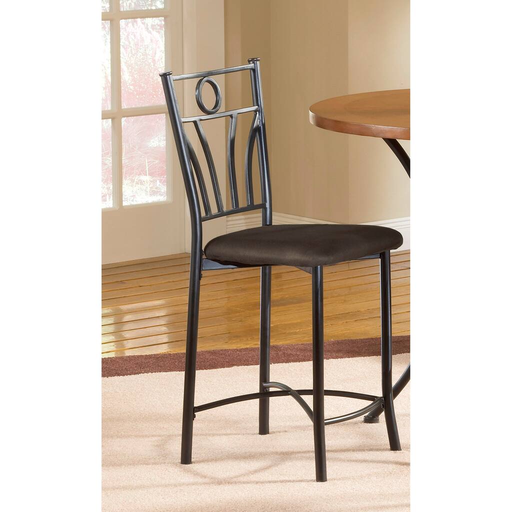 Bernards 'Dakota' Black Metal-back Cushioned Barstools (Set of 2)