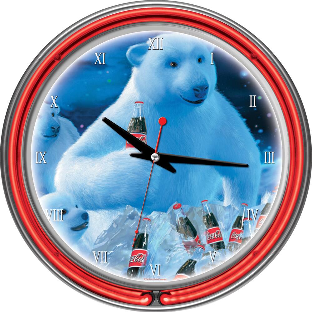 Coca-Cola Polar Bears with Coke Bottle/ Cubs Neon Clock