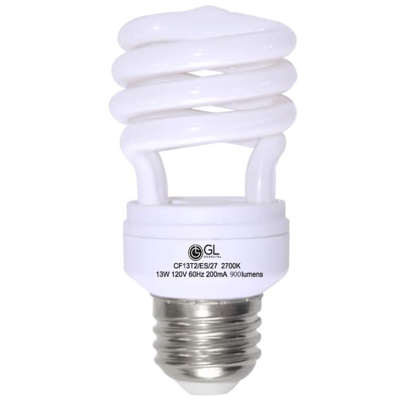 Goodlite 18-Watt CFL 1250-Lumen Warm White T2 Spiral Light Bulbs (Pack ...