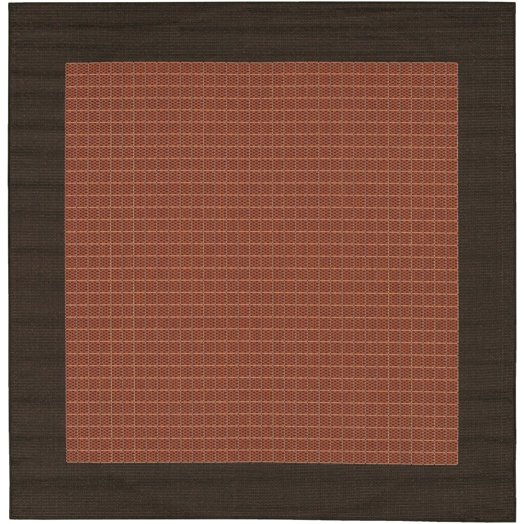 Recife Checkered Field Terracotta Outdoor Rug (76 Square)