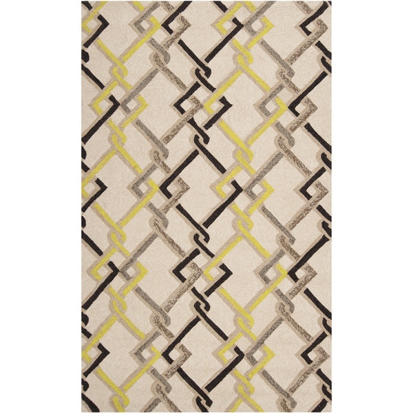 Hand-hooked Ivory Indoor/Outdoor Geometric Area Rug - 8' x 10'