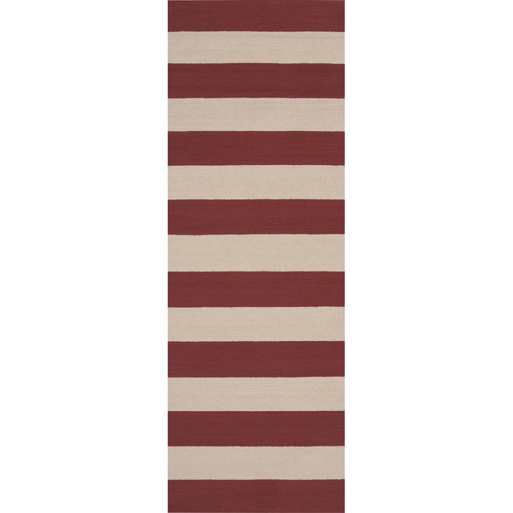 Hand hooked Carnelian Indoor/outdoor Stripe Rug (26 X 8)
