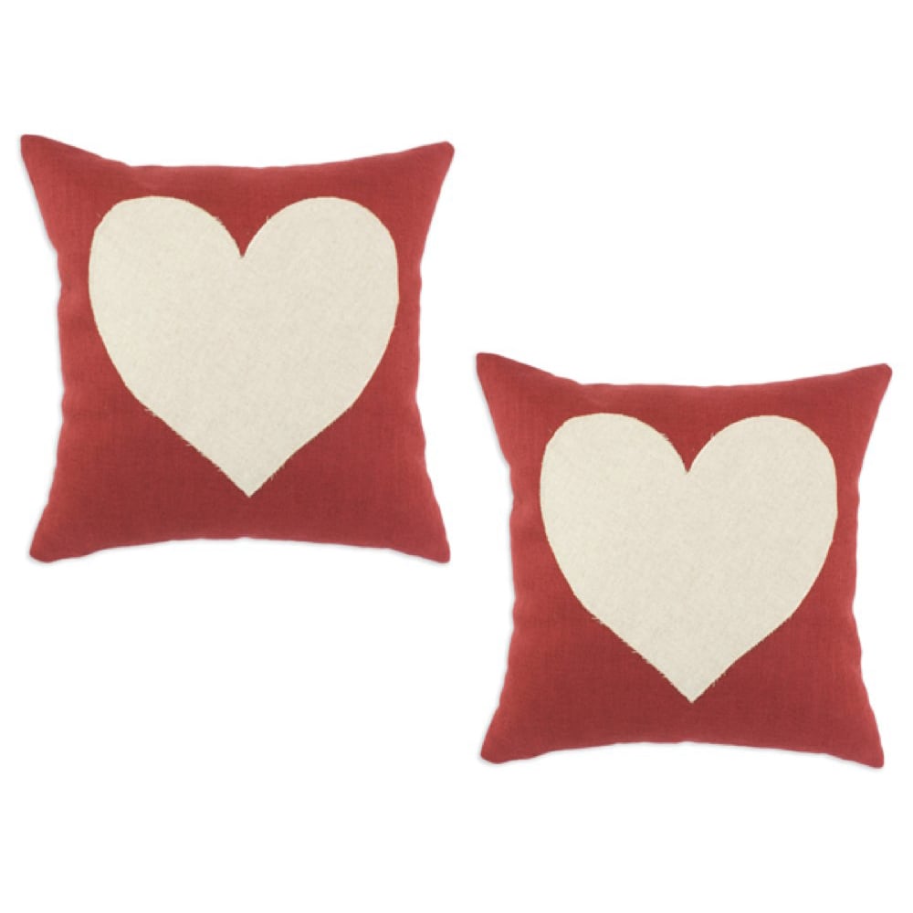 Circa Solid Lava 17x17 inch Linen Heart Throw Pillows (Set of 2) Today