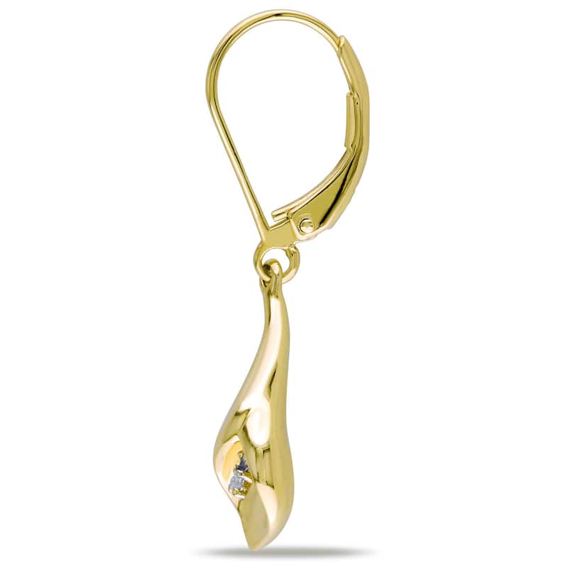Miadora Sterling Silver Diamond Accent Calla Lily Floral Drop Leverback Earrings