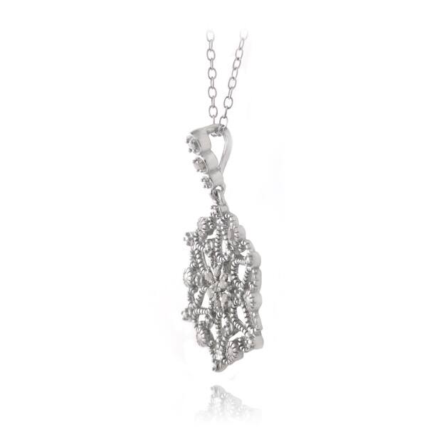 Sterling Silver 1/10ct TDW Diamond Snowflake Necklace
