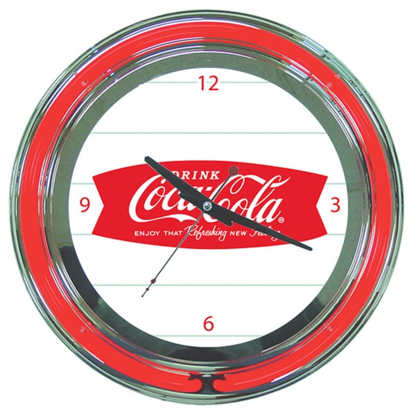 Coca Cola Refreshing Feeling Neon Clock - Silver/White - Bed Bath