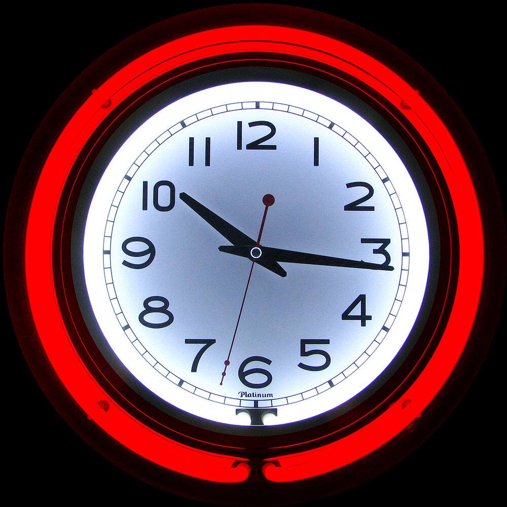 Retro Neon Wall Clock - Battery Operated Wall Clock Vintage - 14 Inch