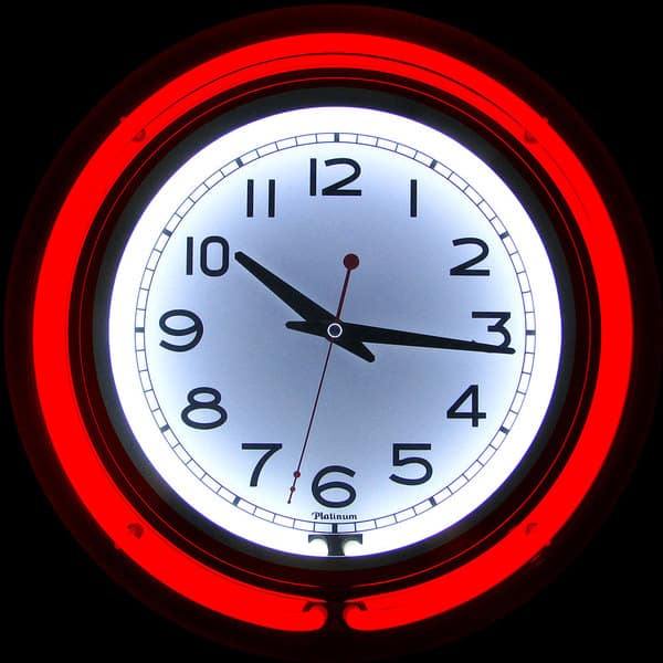 Retro Neon Wall Clock Battery Operated Vintage Retro Neon Wall Clock Battery